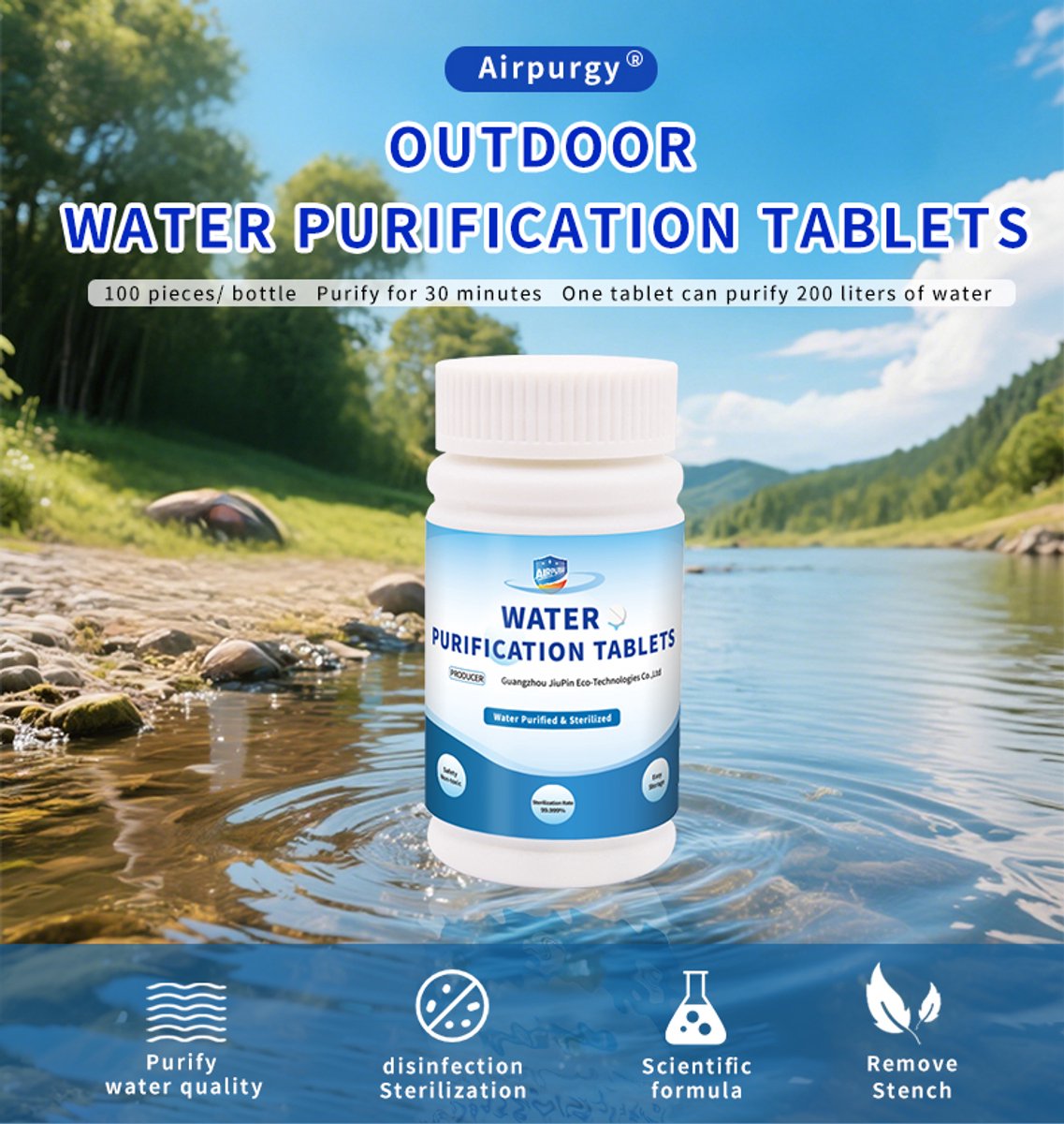 Airpurgy Waterzuiveringstabletten Airpurgy (100 stuks)