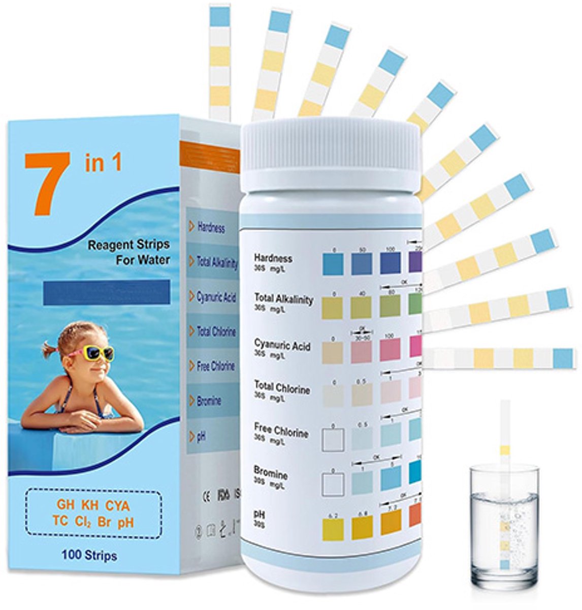 7-in-1 waterkwaliteitsteststrips (100 strips)