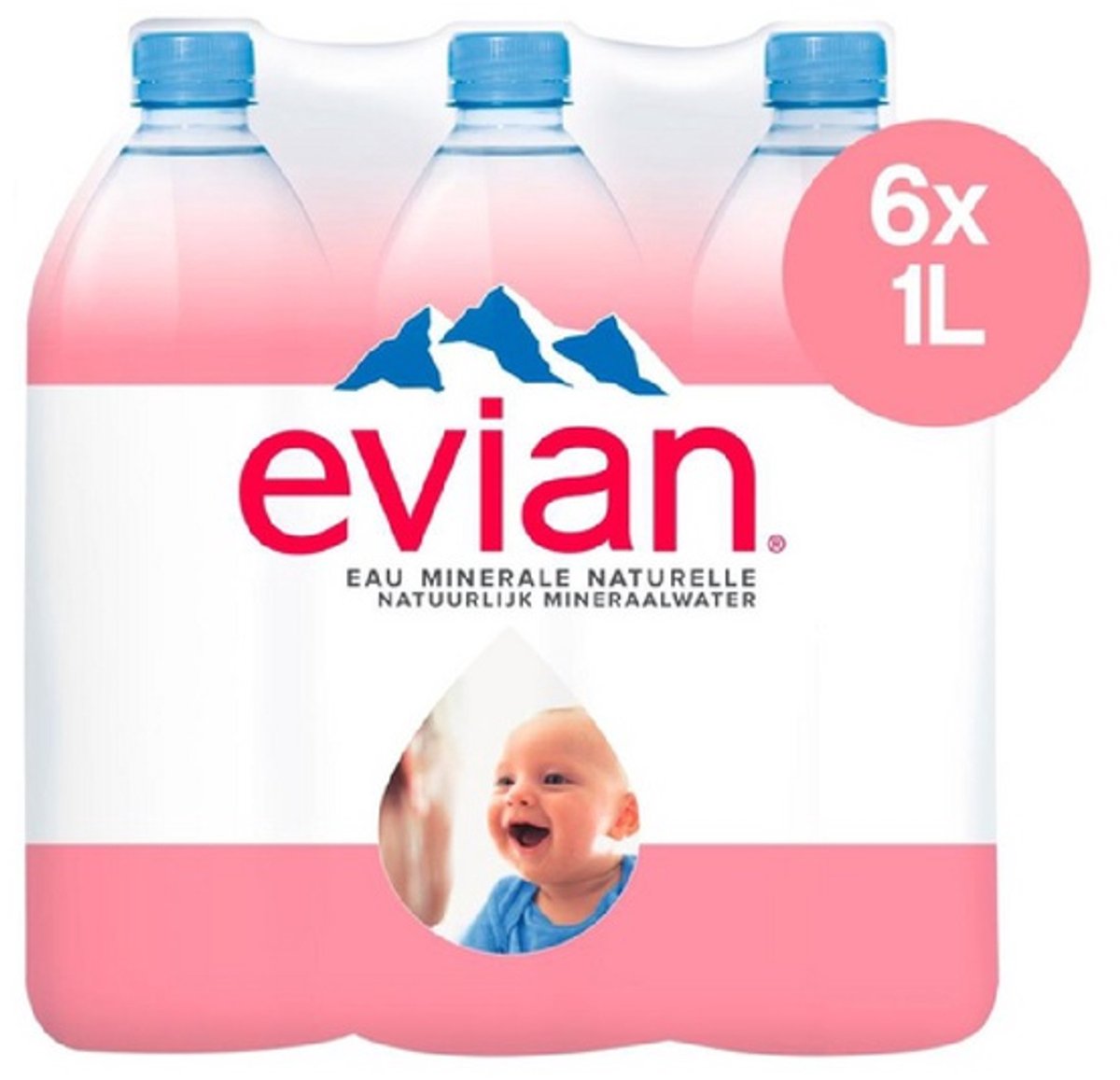 Evian mineraalwater 6×1 liter in gerecycled plastic